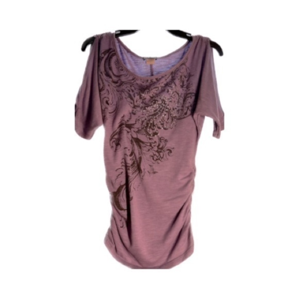 Wet Seal Women’s Medium Purple Shirt, Cold Shouldet